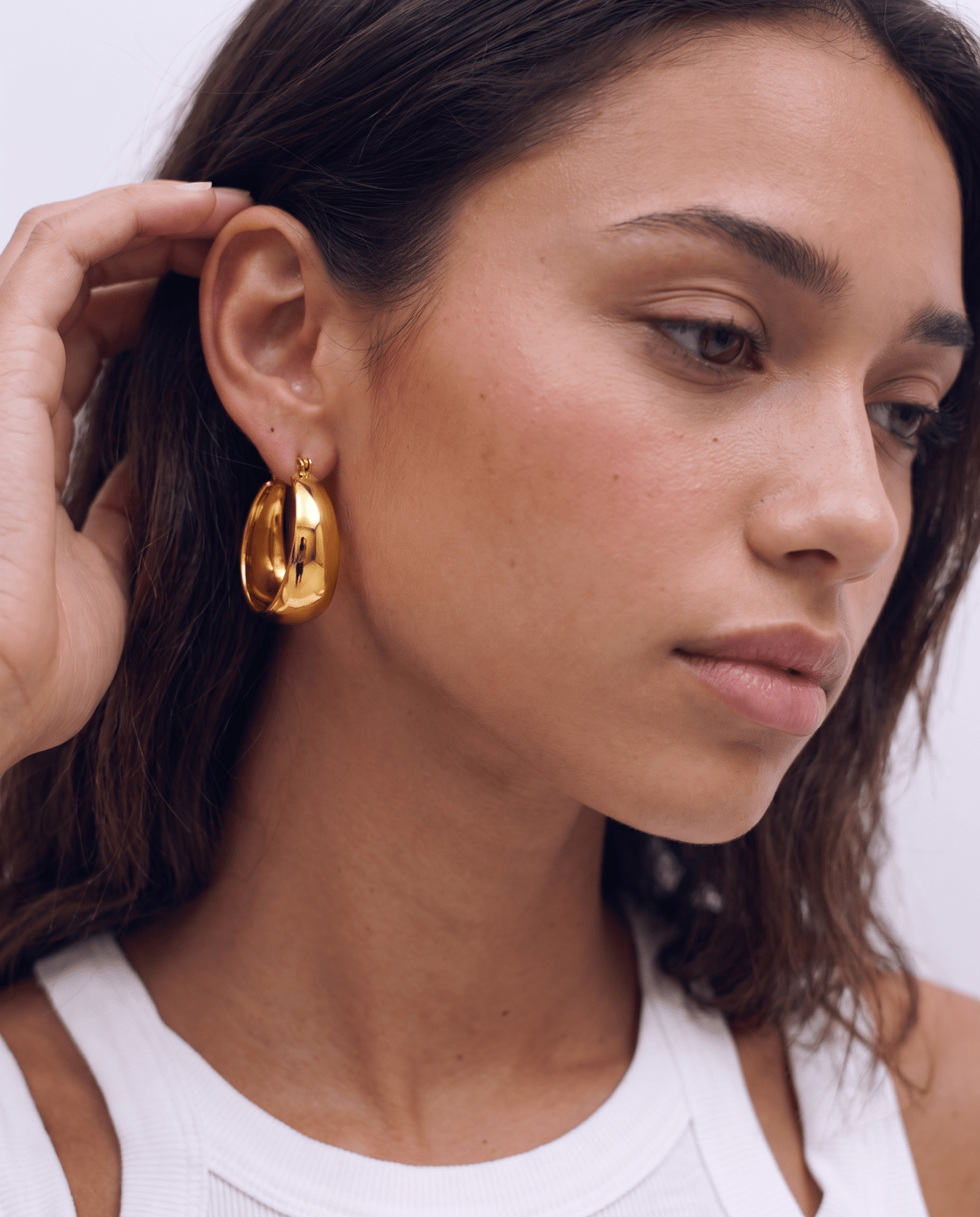 Poza - Chunky dome hoop earrings - Stainless steel - Opulaire - WATERPROOF jewelry - 