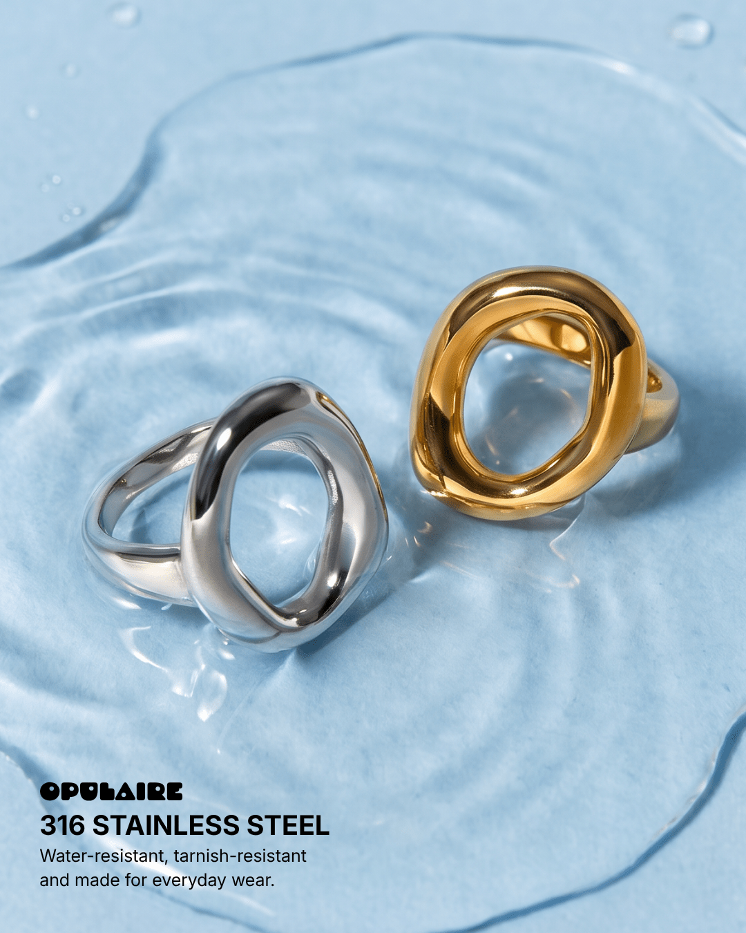 Salerno - Open circle ring - Stainless steel - Opulaire - WATERPROOF jewelry - EU 52 -
