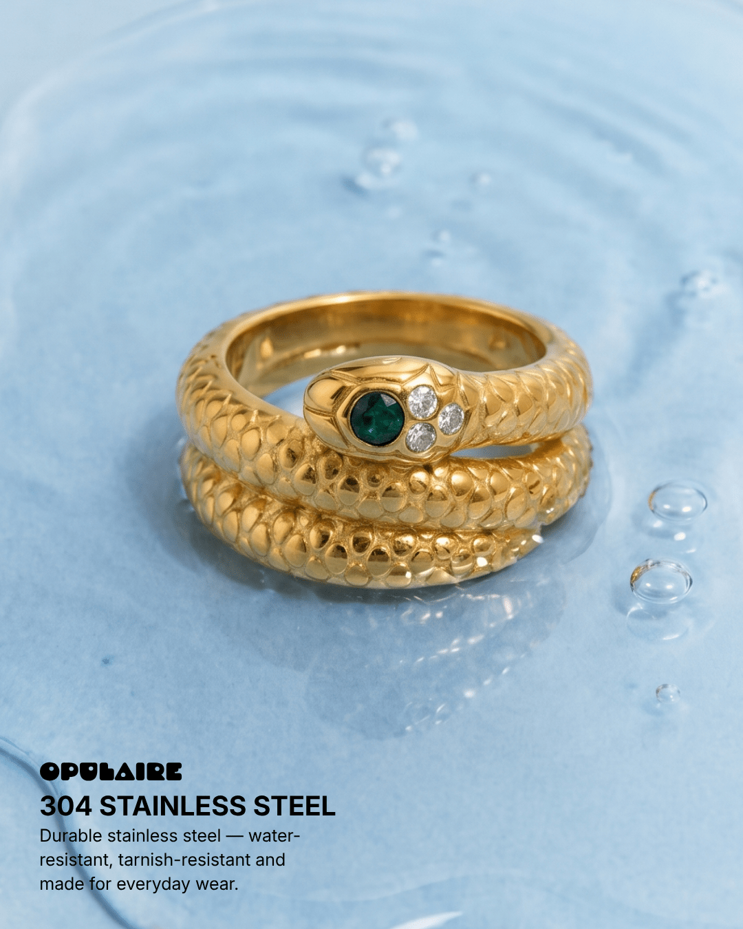 Snake ring - Opulaire - WATERPROOF jewelry - EU 54 -
