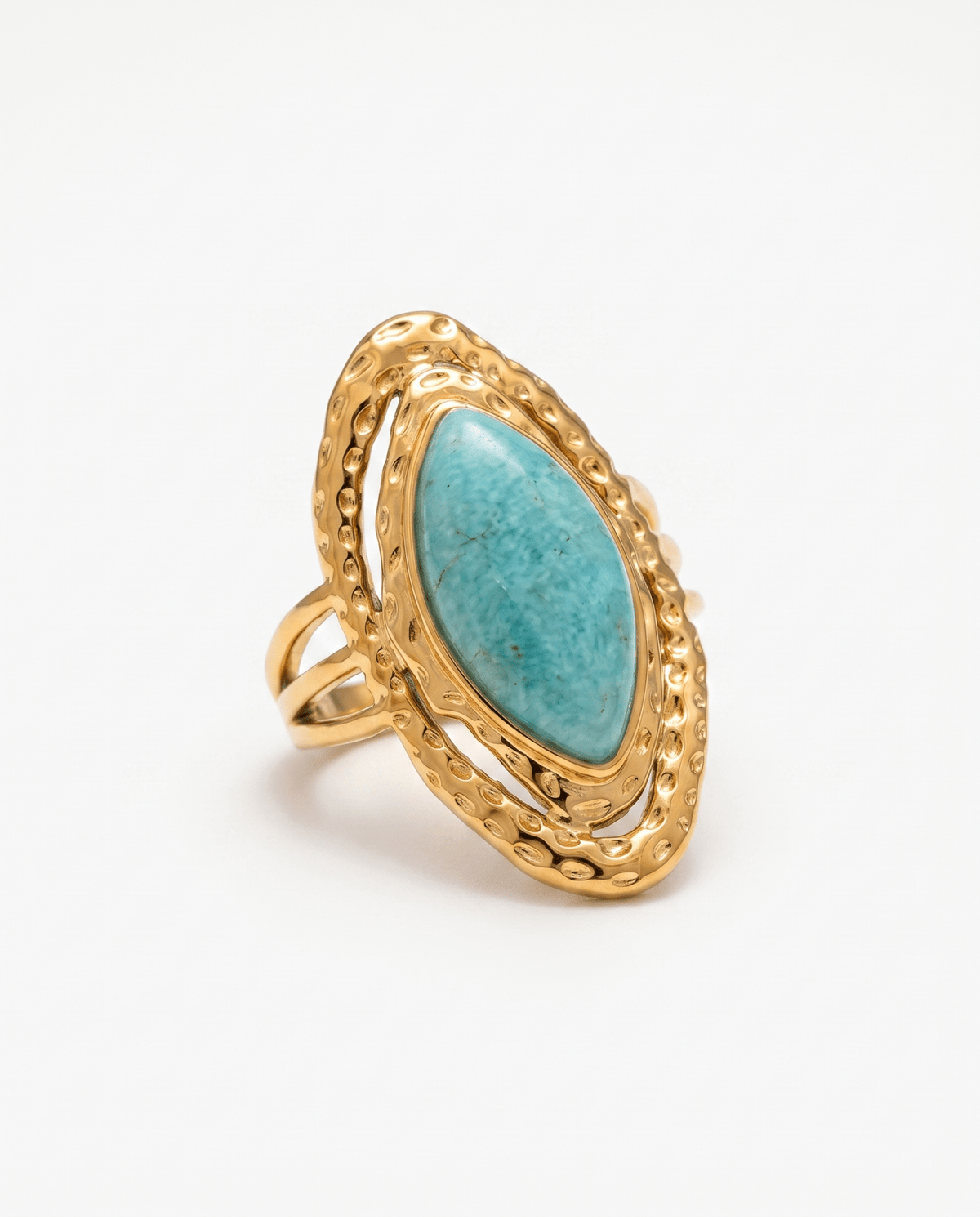 Terni - Oval turqoise stone ring - Stainless steel - Opulaire - WATERPROOF jewelry - Adjustable -