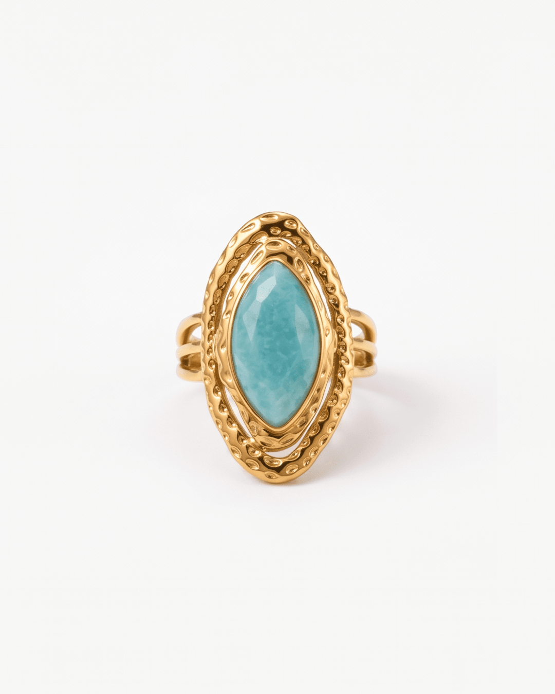 Terni - Oval turqoise stone ring - Stainless steel - Opulaire - WATERPROOF jewelry - Adjustable -