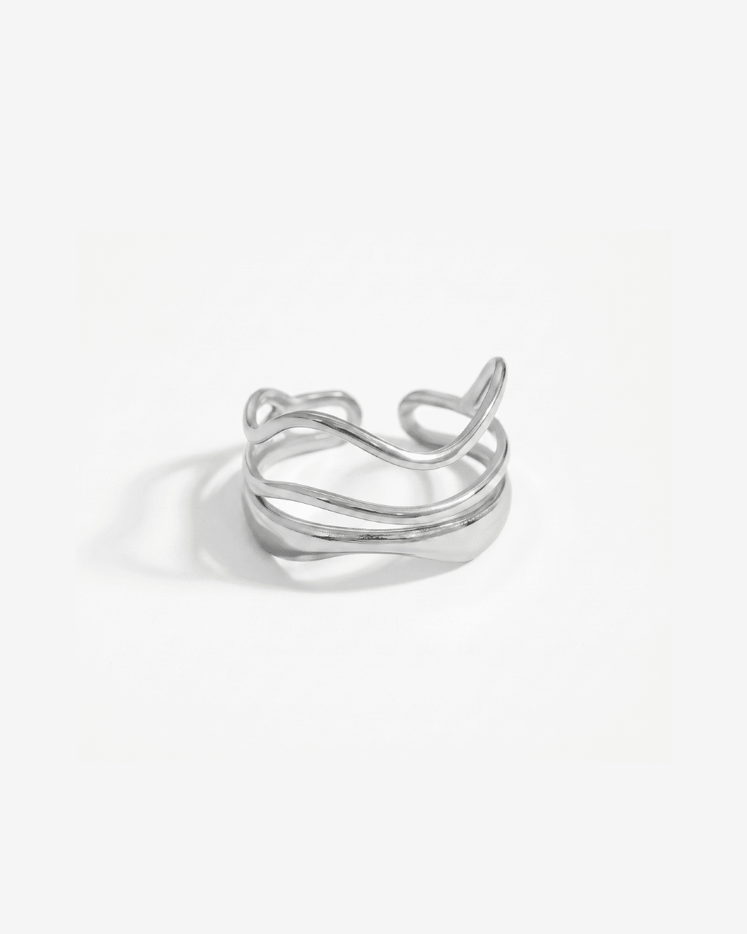 Voleno - Wavy multi-band ring - Stainless steel - Opulaire - WATERPROOF jewelry - Adjustable -