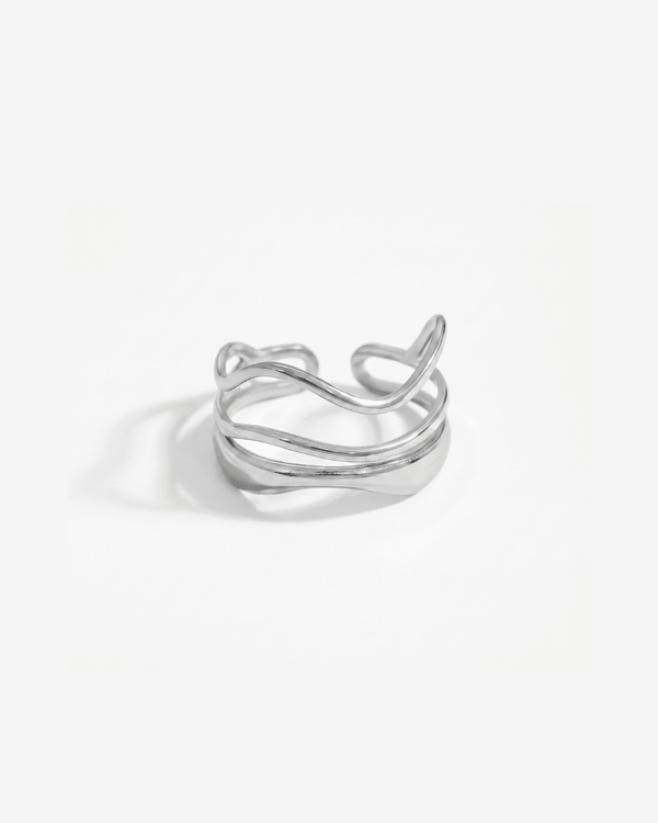 Voleno - Wavy multi-band ring - Stainless steel - Opulaire - WATERPROOF jewelry - Adjustable -