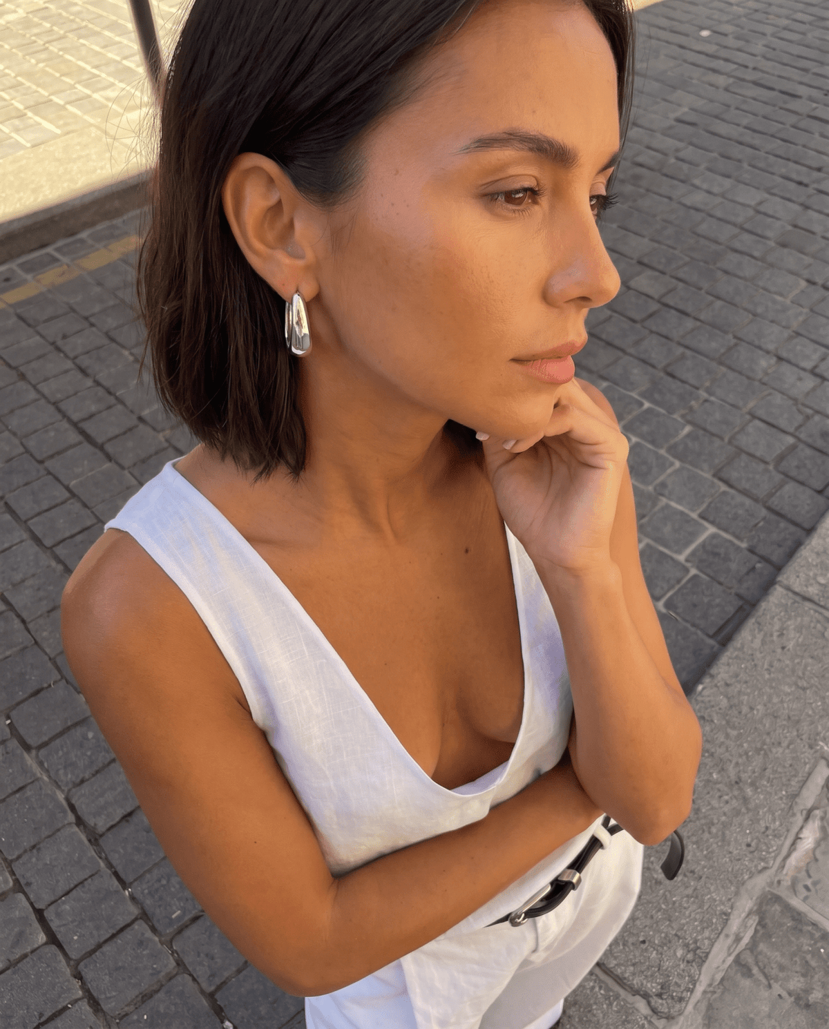 Zianne - Oval hoop earrings - Stainless steel - Opulaire - WATERPROOF jewelry - 